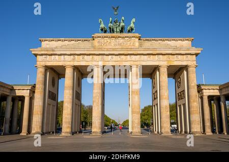 The Brandenburg Gate in Berlin early in the morning with no people Stock Photo