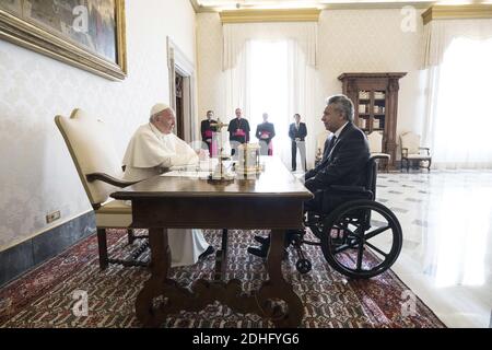 Pope Francis meets with Ecuadorian President Lenin Moreno on December 16, 2017 at the Vatican City. Photo by ABACAPRESS.COM Stock Photo