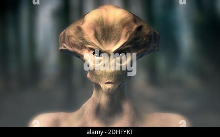 Grey Alien Portrait Extremely realistic high resolution 3d render with ...