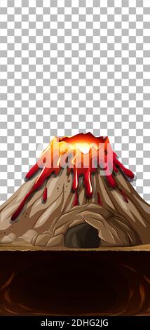 Transparency Animation Volcano Volcano eruption with cave on transparent background Stock Vector Image ...