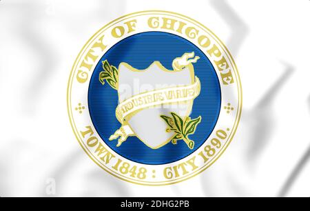 3D Flag of Chicopee (Massachusetts), USA. 3D Illustration. Stock Photo