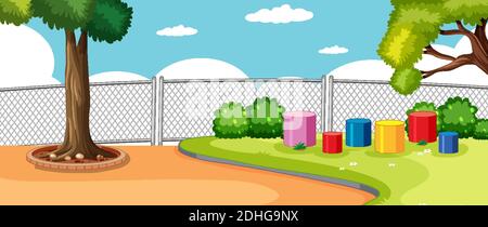 https://l450v.alamy.com/450v/2dhg9nx/park-or-playground-in-the-school-scene-with-blank-sky-illustration-2dhg9nx.jpg