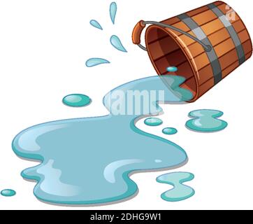 Spilled bucket water  isolated on white background illustration Stock Vector