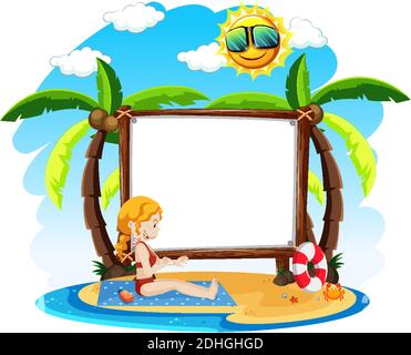 Blank banner with summer theme illustration Stock Vector