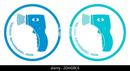 Forehead Infrared Thermometer sign. Body temperature control. Isolated vector on white background. Sticker Stock Vector