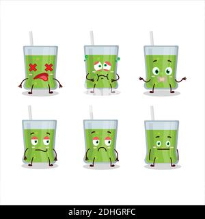 Green apple juice cartoon character with nope expression. Vector illustration Stock Vector