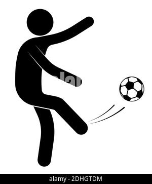 stick figure, man is playing soccer. Kicked the ball. Team sports. Isolated vector on white background Stock Vector