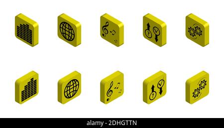 set of functional 3D icons on the topic of multimedia and settings. Isolated vector on white background Stock Vector