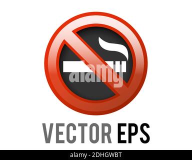 The isolated vector red circle restricted No smoking sign with white cigarette icon Stock Vector