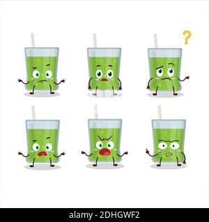 Cartoon character of green apple juice with what expression. Vector illustration Stock Vector