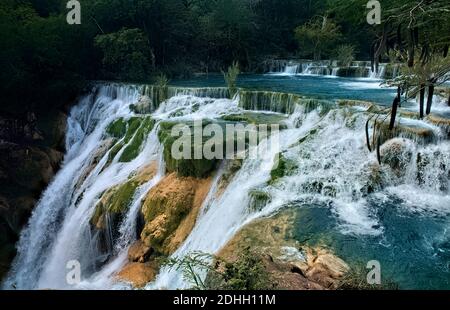 Beautiful El  Meco waterfall, Huasteca Potosina, San Luis Potosi, Mexico Stock Photo