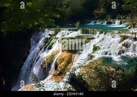 Beautiful El  Meco waterfall, Huasteca Potosina, San Luis Potosi, Mexico Stock Photo