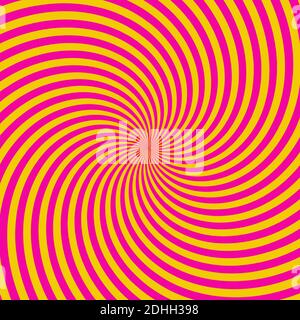 An abstract psychedelic pink and yellow swirl shape background image. Stock Vector