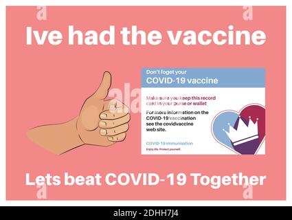 COVID-19 vaccination record card vector illustration on a white background Stock Vector