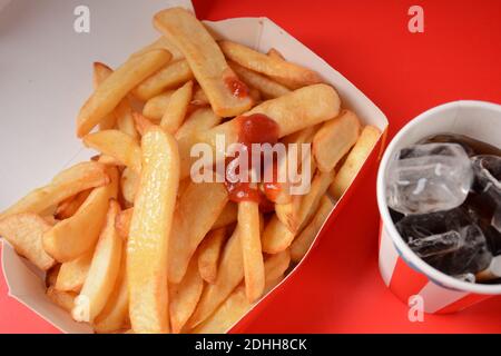 French fries and soft drink. Tradidional american fastfood Stock Photo