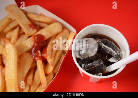 French fries and soft drink. Tradidional american fastfood Stock Photo