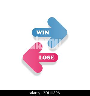 Win in blue color and lose in pink color arrow icon vector for graphic design, logo, web site, social media, mobile app, ui illustration Stock Vector