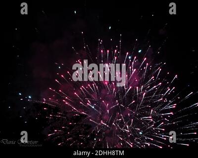 RA'ANANA, ISRAEL - Apr 19, 2013: Fireworks on independence day in Israel Stock Photo