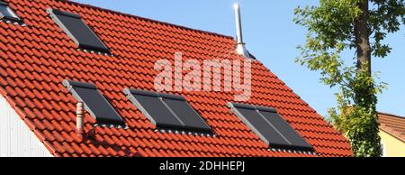 a house with new roof windows Stock Photo