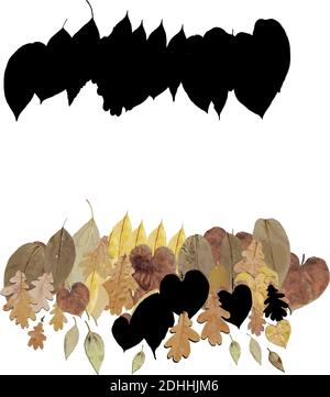 realistic autumn leaves for fabric design. texture decoration. Vector paint. Vector template collection. Nature background. Design element. Grain Stock Vector
