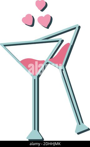red martini glasses. Celebration vector background. Isolated vector icon. Holiday greeting Stock Vector