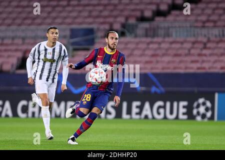 Oscar Mingueza of Fc Barcelona  in action during  the UEFA Champions League Group G  match between Fc Barcelona and Juventus Fc. Juventus Fc wins 3-0 over Fc Barcelona. Stock Photo