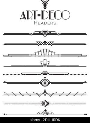 Set of headers made in the Art-Deco style. Stock Vector