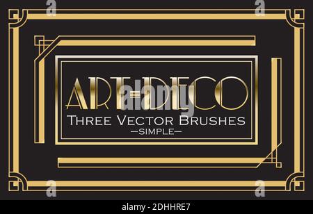 3 pattern brushes made in the Art-Deco style. All brushes include outer and inner corner tiles. Stock Vector
