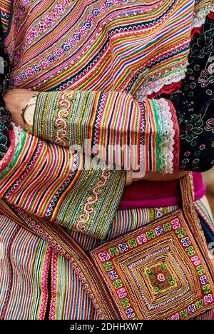 Vietnam. North Vietnam. Bac Ha area. Flower Hmong ethnic group at Can Cau market. Stock Photo