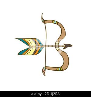 Cute Hand Drawn Vector illustration, bow and arrow in doodle style Stock Vector