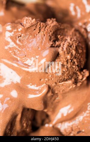 Ice cream: Surface of creamy chocolate ice cream in ice cream vendor Stock Photo