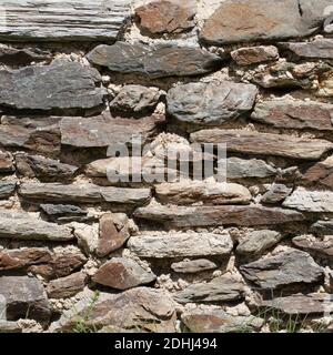 Slate wall - background texture of gray stones Stock Photo
