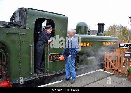 Chinnor and Princes Risborough Railway in winter at Chinnor Station. Oxfordshire, UK Stock Photo