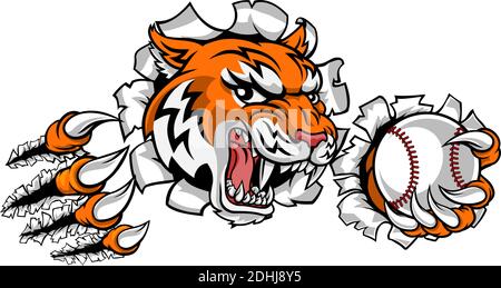 Tiger Tennis Player Animal Sports Mascot Stock Vector
