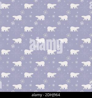 Seamless pattern with polar bears designed in minimalist flat style Stock Vector