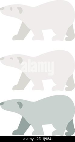 Set of three polar bears designed in minimalist flat style Stock Vector