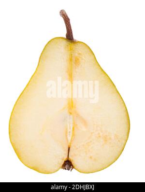 real fruits: Inside of a half pear on white background Stock Photo