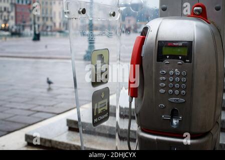 Completely void of people outside the train station in Venice Italy during covid19 Stock Photo