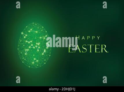 Happy Easter design with egg from polygon mesh. Stock Vector