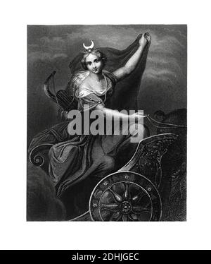 Original artwork of Diana, the goddess of the hunt, the moon and birthing. Published in A pictorial history of the world's great nations: from the ear Stock Photo