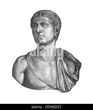 Original artwork of Germanicus Julius Caesar (24 May 15 BC – 10 October AD 19), a member of the Julio-Claudian dynasty and a prominent general of the Stock Photo