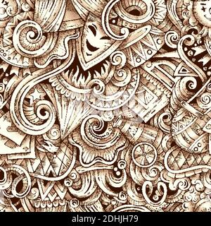 Amusement Park vector hand drawn doodles seamless pattern. Stock Vector