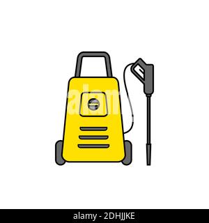 High pressure washer icon. Disinfection concept. Power cleaner with spray gun. House cleaning tool. Car washing appliance. Color icon white background Stock Vector