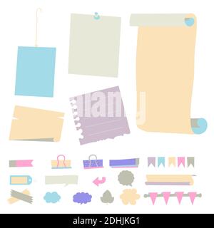 collection of different colored sticky notes with shadow Stock Vector