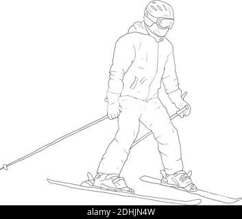 Sketches silhouettes snowboarders on white background illustration. Stock Vector