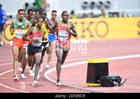 Rhonex Kipruto (Kenya, Bronze Medal), Rodgers Kwemoi (Kenya). 10000 Metres men final. IAAF World Athletics Championships, Doha 2019 Stock Photo