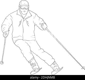Sketches silhouettes snowboarders on white background illustration. Stock Vector