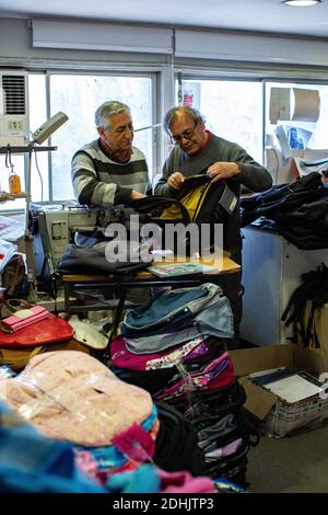 two man in repair workshop Stock Photo