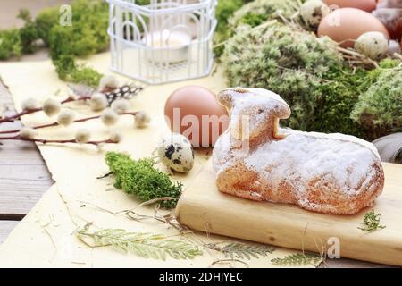 Easter lamb cake. Festive decor Stock Photo