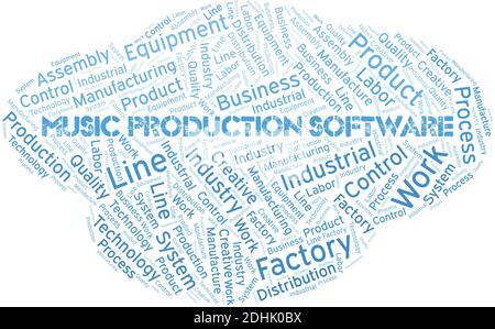 Music Production Software word cloud create with the text only. Stock Vector